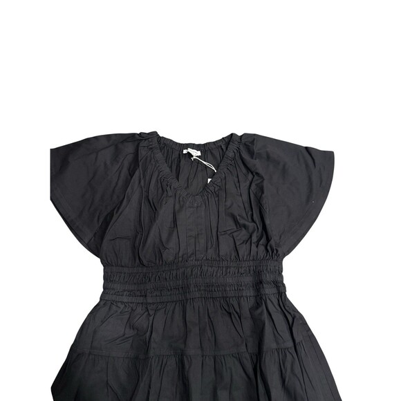 Free Assembly Black Cotton Flutter Sleeve Smocked Waist Dress Size M (8–10) NWT - Picture 4 of 8